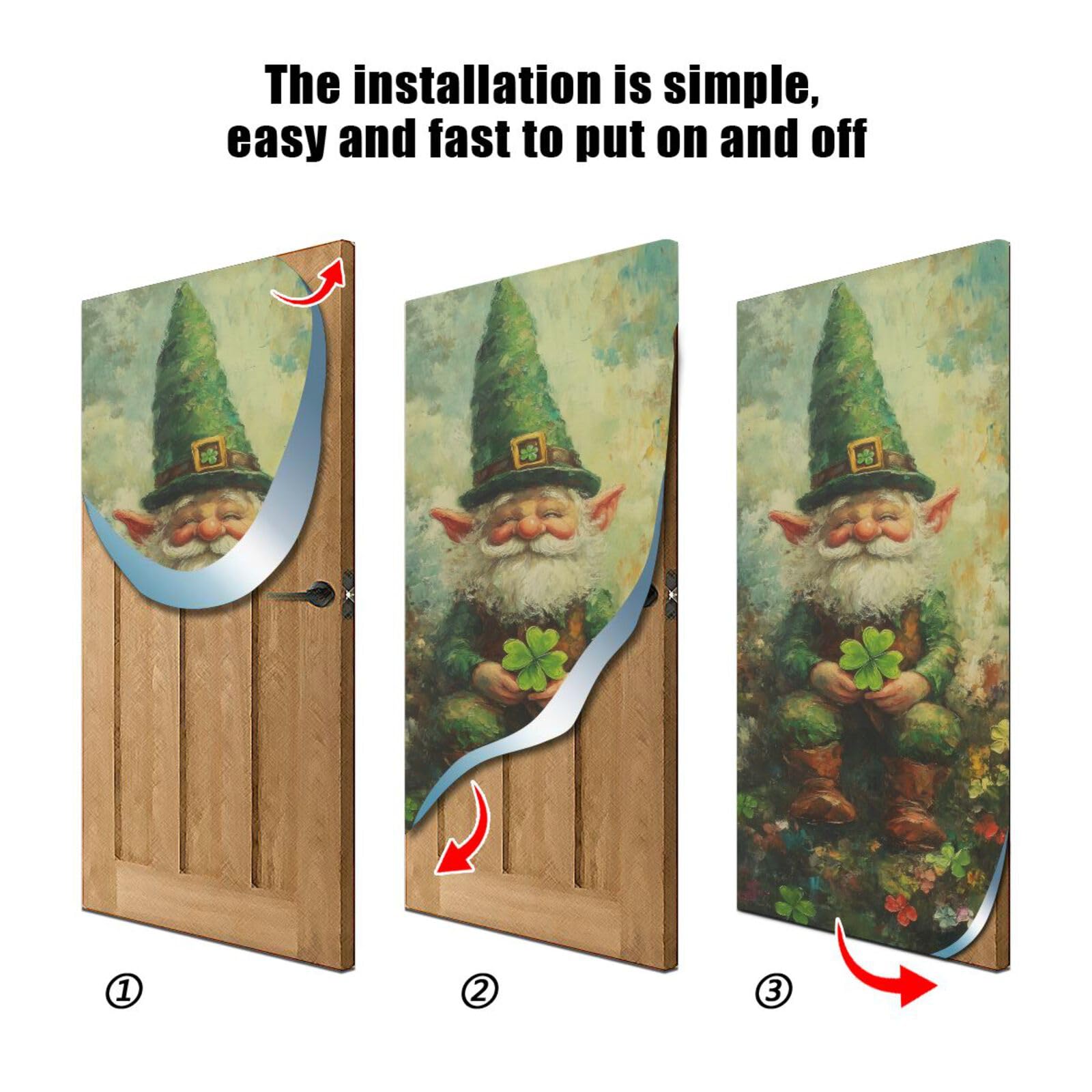 FLildon Fairyland Gnome St Patrick's Day Door Cover Decoration, Party Accessory Porch Decor for Festive Ornament Room Door Covers 32 x 79 Inch