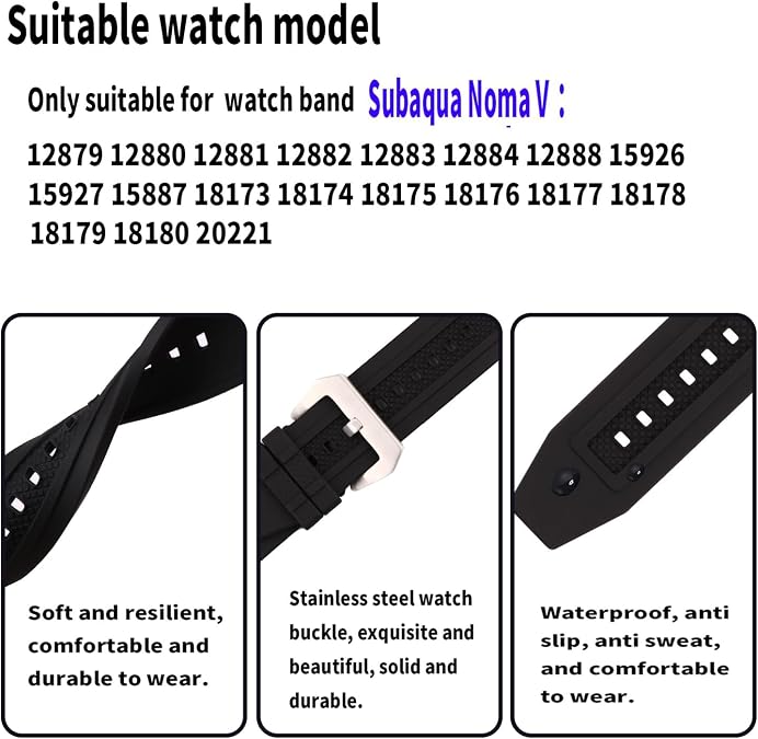 Men's Rubber watch Strap for Invicta Subaqua Noma V 2883 12884 12888 15926 15927 Ladies outdoor work waterproof silicone watch band wrist strap buckle