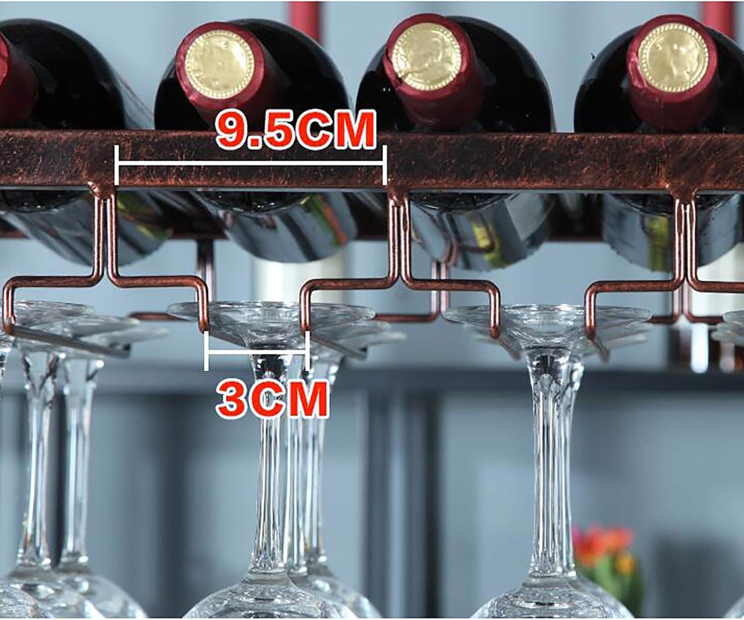 Hanging Wine Glass Holder Industrial Vintage Metal Wine Rack,Ceiling Wine Glass Racks Stemware Holder,Adjustable Height Decoration Shelf,for Bars Restaurants and Kitchens