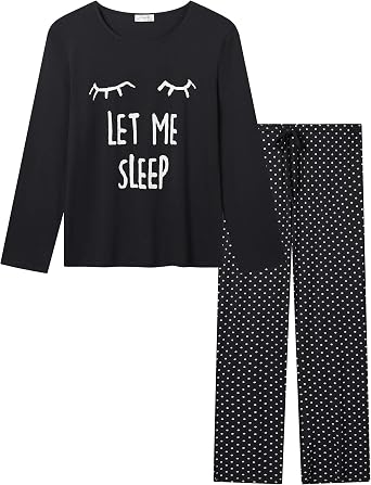 Joyaria Bamboo Viscose Pajamas Womens Cooling Lightweight Sleepwear S-XXL | Moisture Wicking, Ultra Soft, Long Sleeve, Printed PJs Set with Pockets