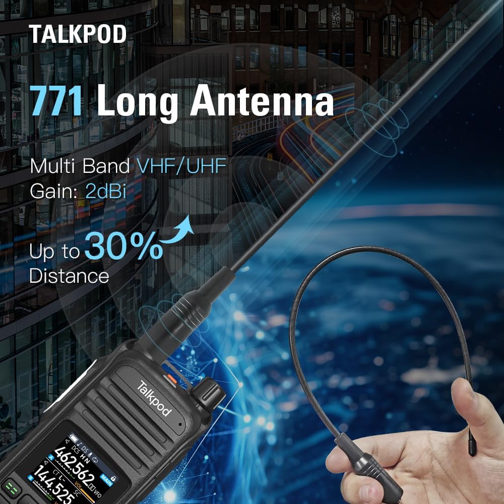 Talkpod A36Plus Max Ham Radio Handheld, Airband Receiving and Scanning, Dual Band Long Range Two Way Radios with 3200mAh Rechargeable Battery, 1.44 inch Color Screen-2Pack (Black)