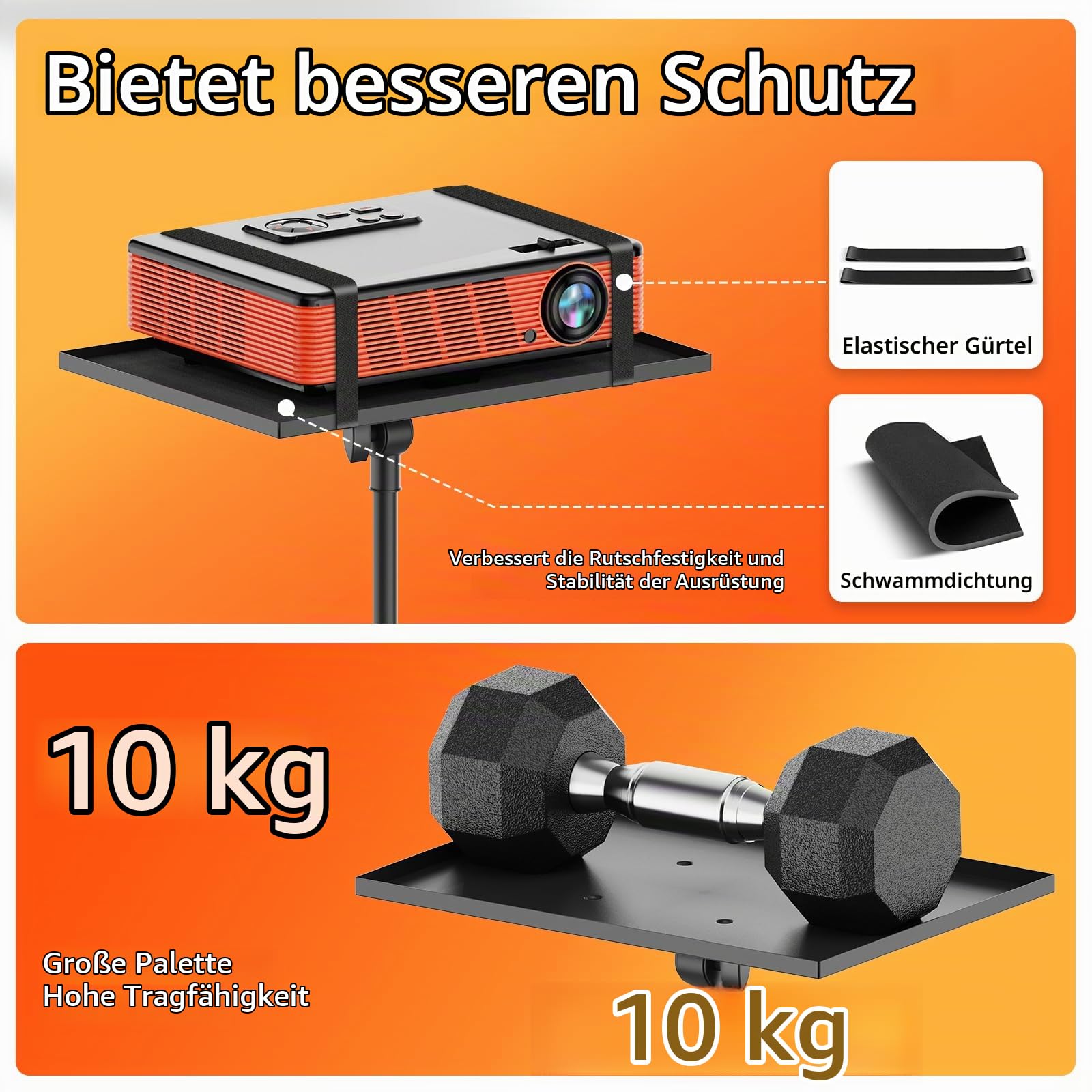 Beamer Stativ Beamer Ständer Höhenverstellbar 73-120CM,Mobiles Projektorständer Projektor-Stativ-Halterung mit Feststellrädern – Für Heimkino, Business & Outdoor