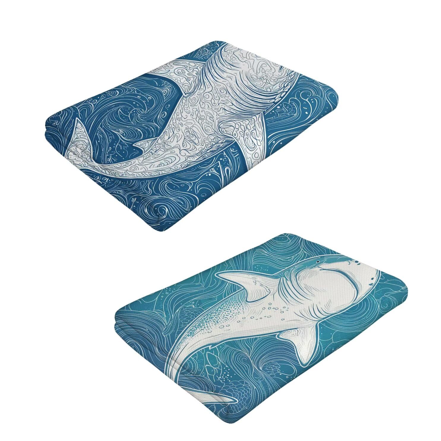 Telo Mare Microfibra Grande - 100 x 200 cm Telo Mare 2 Pezzi, Antisabbia, Asciugatura Rapida, Ultra Assorbente, Estate Spiaggia Asciugamani Bagno Asciugamano Microfibra, Donna Regali (squali) m-846