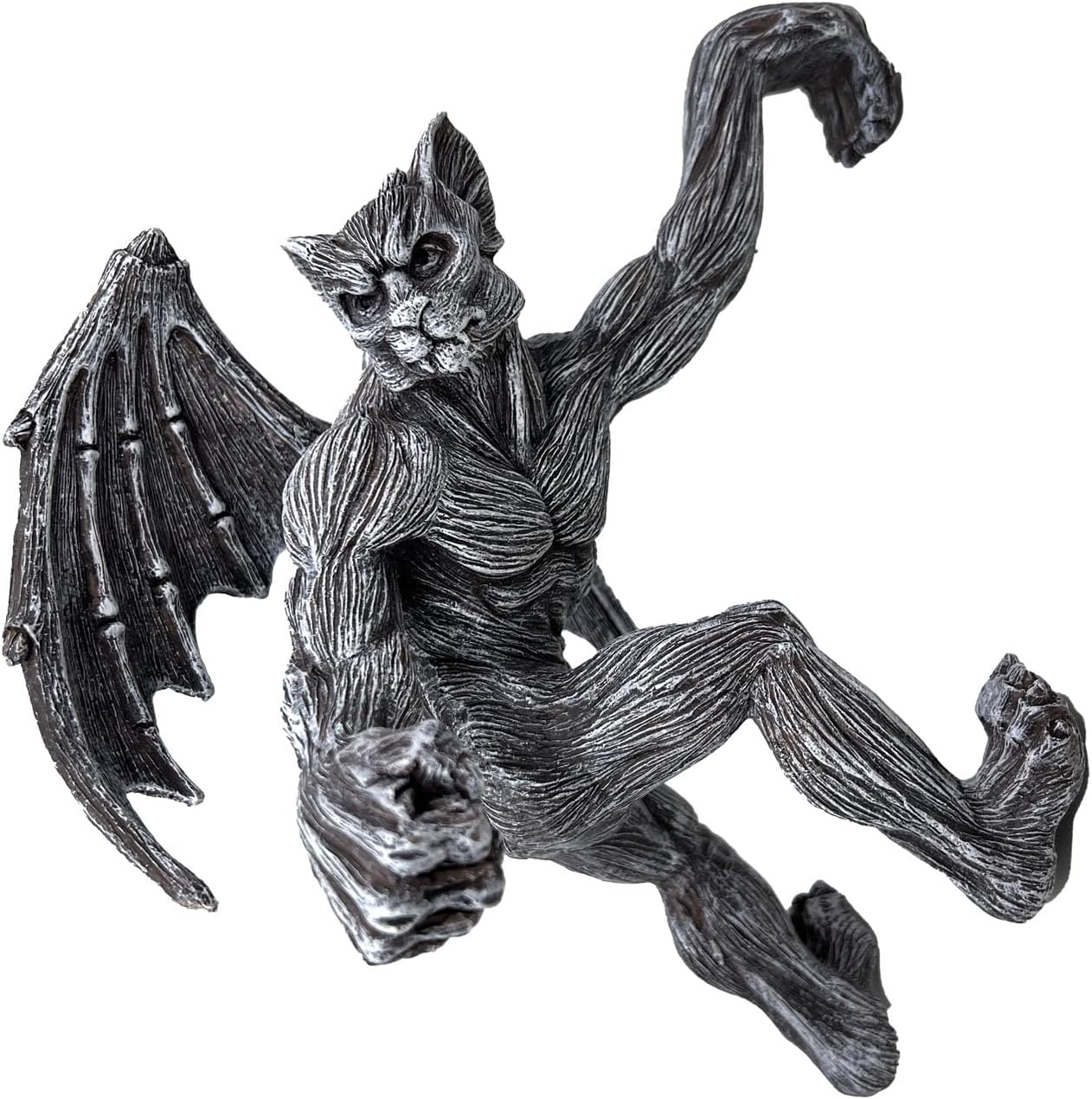 Dragon Winged Gargoyle Fence Hanger – Outdoor Wall Decor- Detailed Fence Topper Hanging Statue- Gothic Climbing Grotesque Dragon for Fence, Garden Patio, Porch (10" Gargoyle)