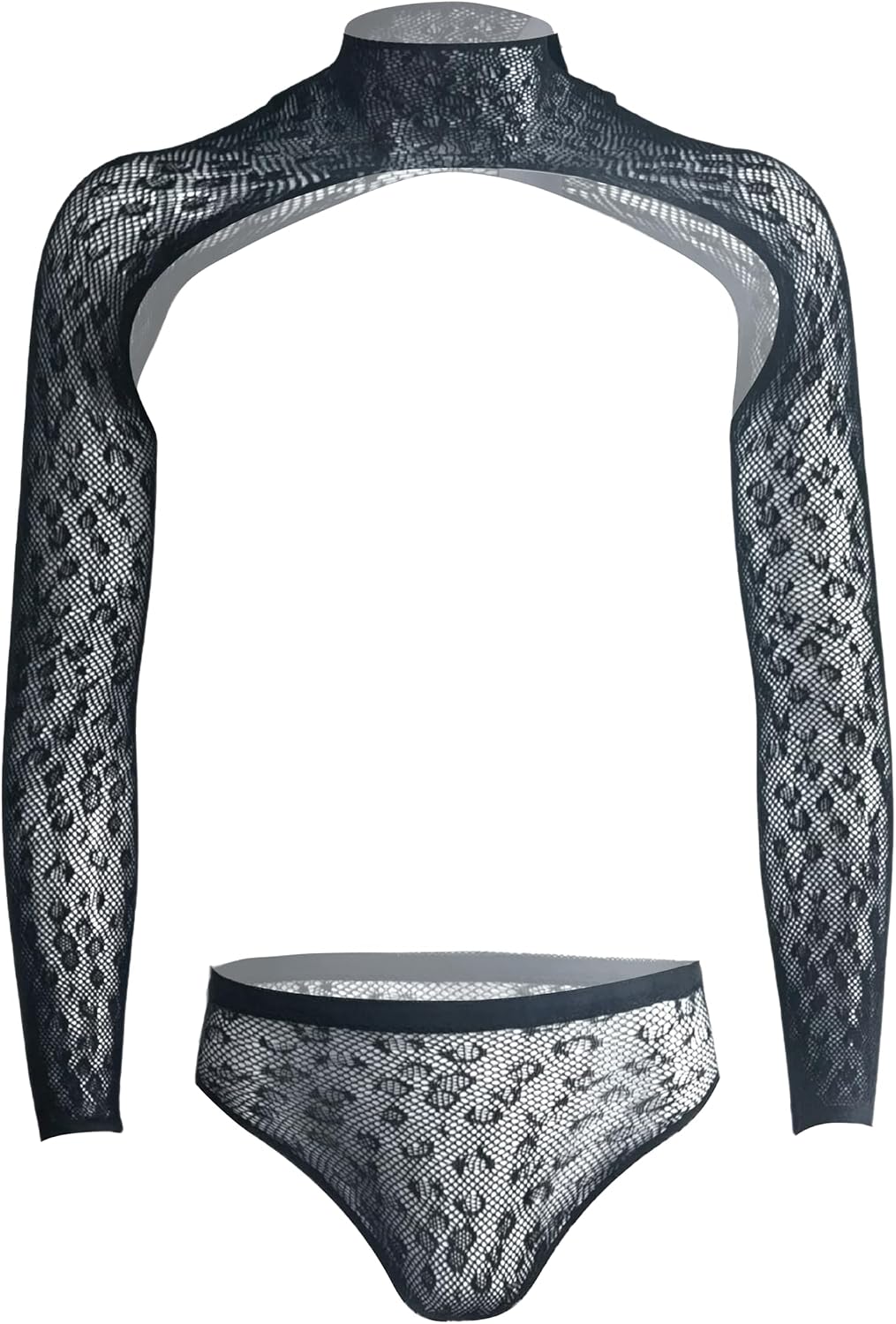 Women‘s Leopard-print Crop Top + Stretch Briefs Bustless Long Sleeve Shirt Outerwear Set Sexy Vests