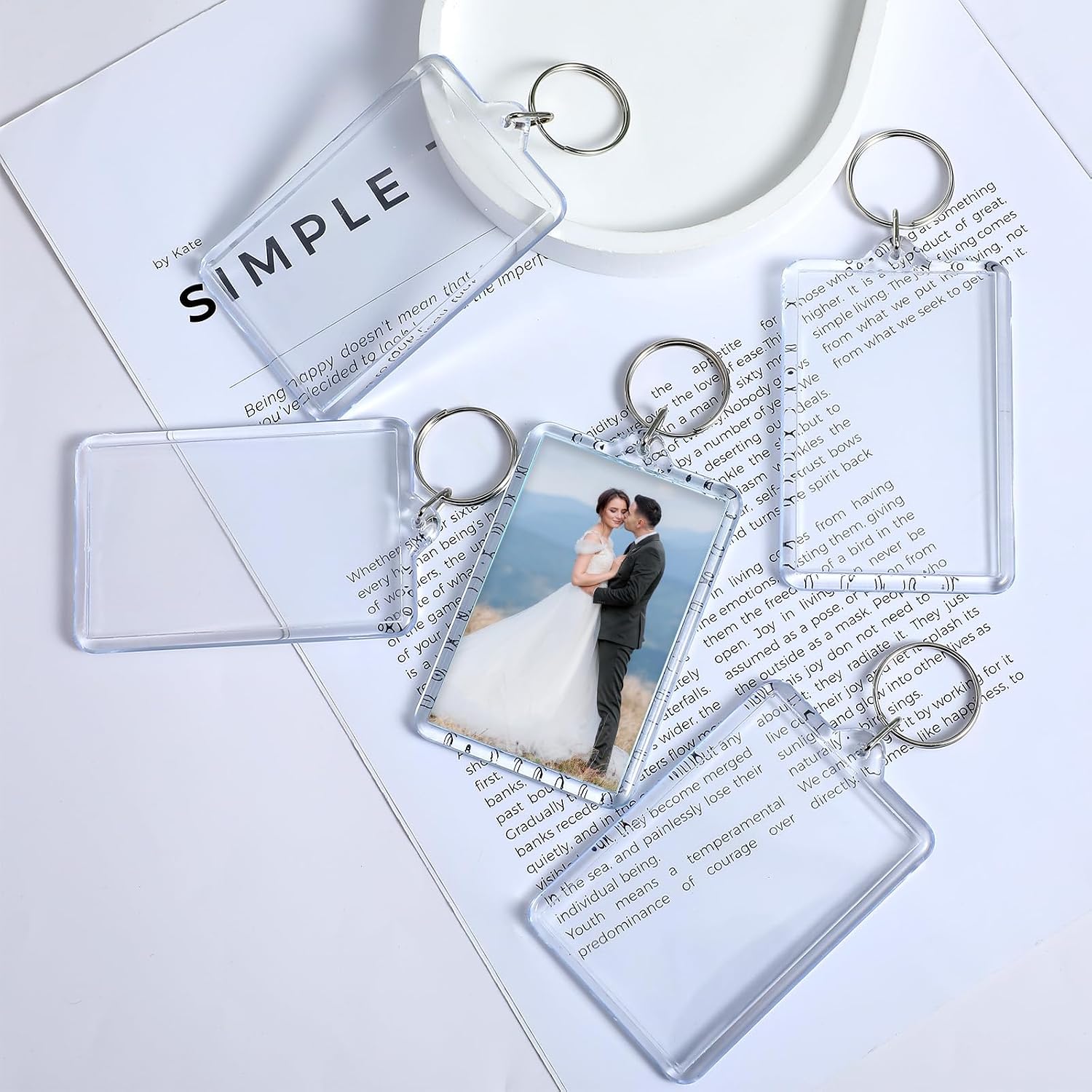 50 PCS Photo Insert Keychains, Acrylic Clear Blank Keyrings Picture Frame Keyring with Split Ring for Personalised Custom and Passport Photo Size, 1.8 Inch by 2.8 Inch