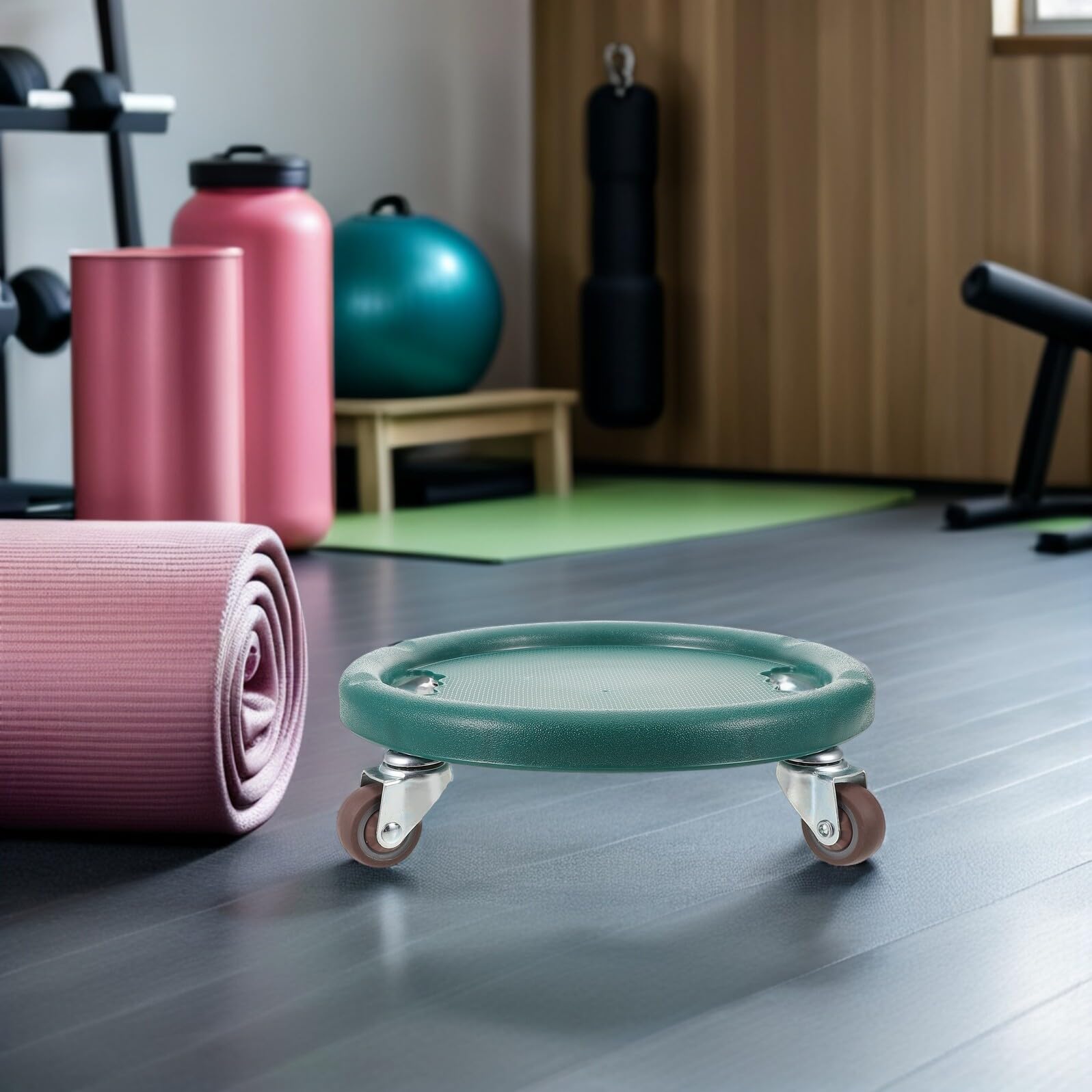 ULTECHNOVO Ruota Addominali Fitness Ruote Multidirezionale per Allenamento Core Silenziosa Casa Ginnastica Verde
