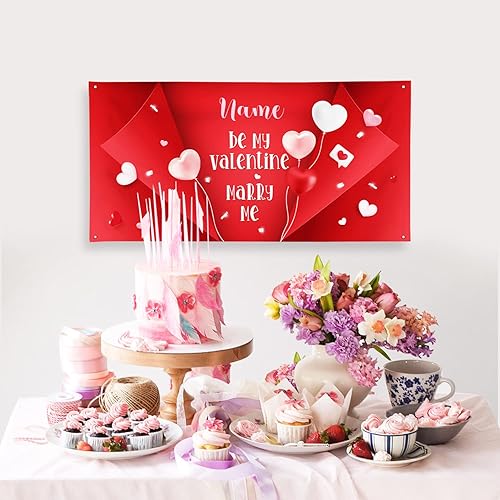 Miniatura 122 de Cartel de fondo personalizado para el día de San Valentín, decoración de San Valentín, letrero de vinilo con texto en inglés "Be My Valentine