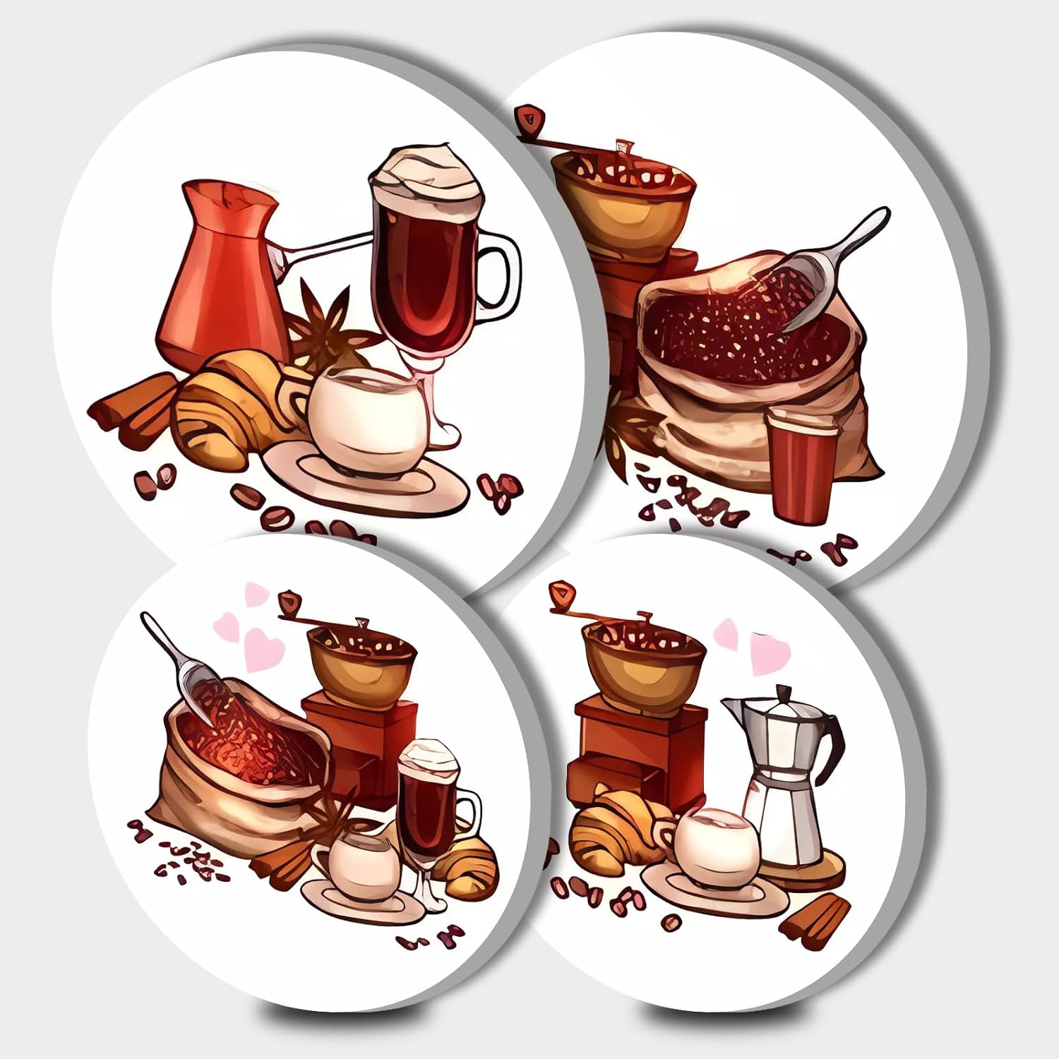 Coffee Time Art Stove Burner Covers Set of 4, Coffee