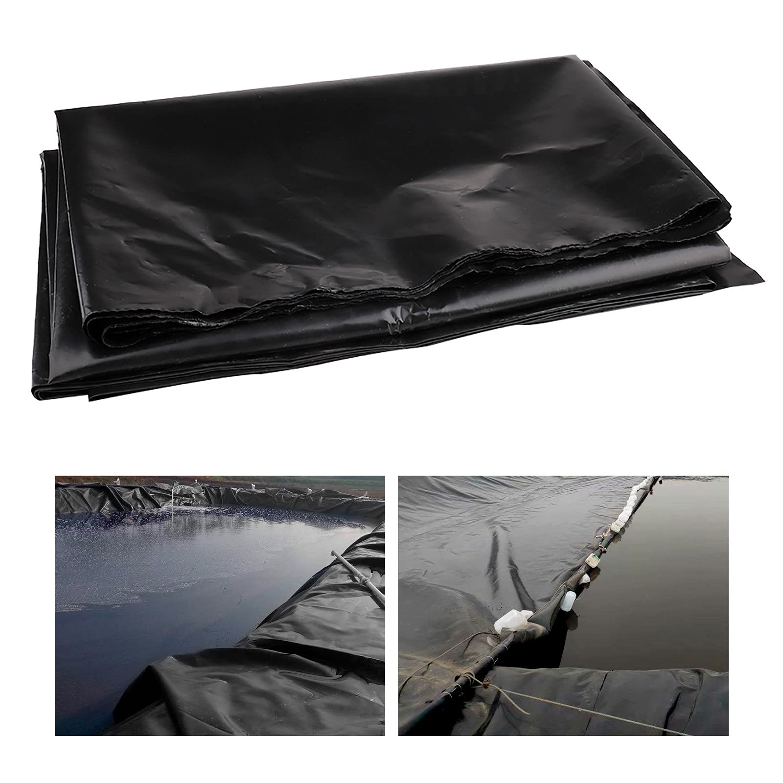 Revestimiento de estanque de 9,8 x 13,1 pies, revestimiento de estanque de polietileno de alta densidad negro para cascada, estanques y estanques de peces y jardines de agua
