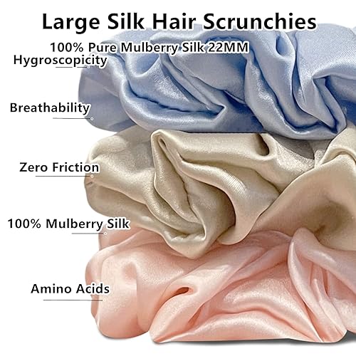 Miniatura 5 de Suncdelv Seda, coleteros 100% seda para el cabello, lazos para el cabello de 22 momme para antiarrugas y roturas, accesorios naturales para el