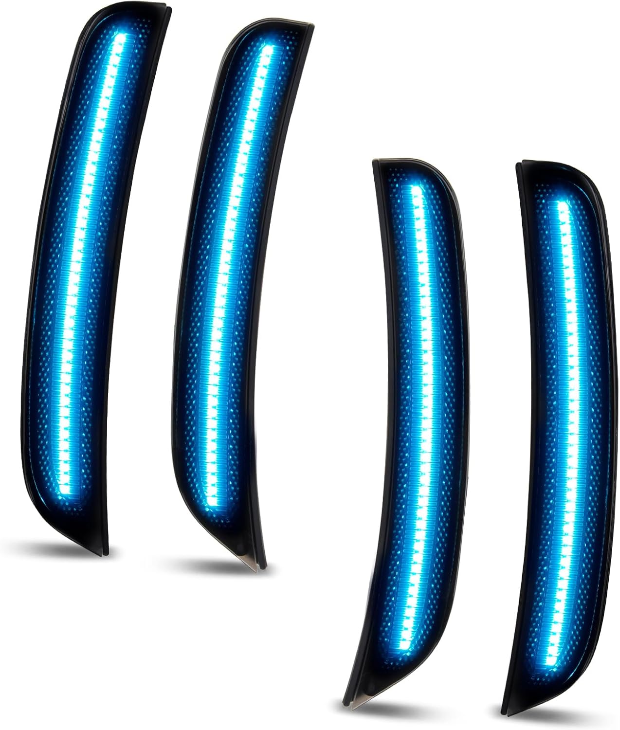 Bestview LED Side Marker Lights for Dodge Charger 2015-2023, Smoked Lens Front&Rear Bumper Turn Signal Lamp Assembly Kit accessories,Pack of 4 (Ice Blue)