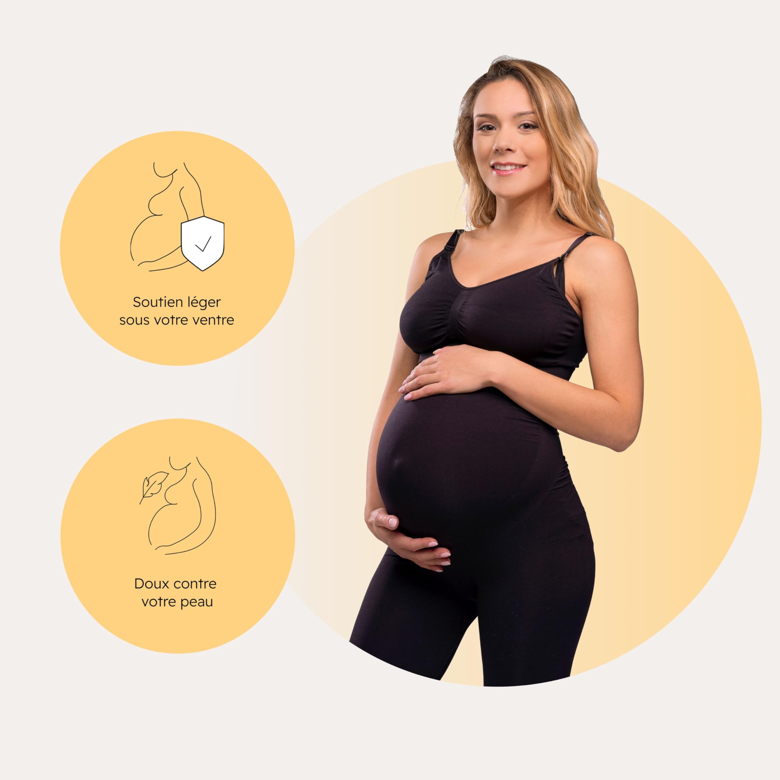 Carriwell Legging de Grossesse sans Coutures | Tissu Doux & Respirant | Soutien du Ventre & du Dos, Antidérapant & Opaque | Parfait en Toute Saison & pour Peaux Sensibles | Idéal pour Le Fitness S-XL