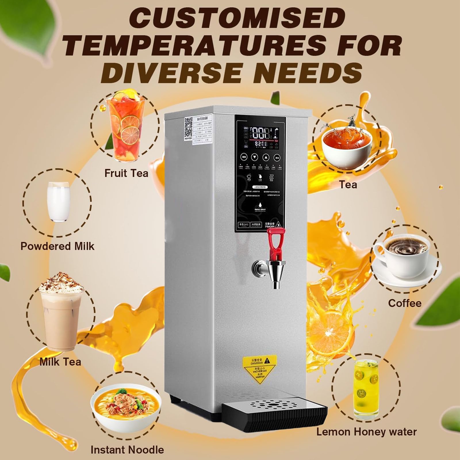Dispensador De Agua Caliente Comercial, Caldera Eléctrica De Sobremesa con Calentamiento por Etapas para Té, Café Y Postres En Hoteles.,Silver