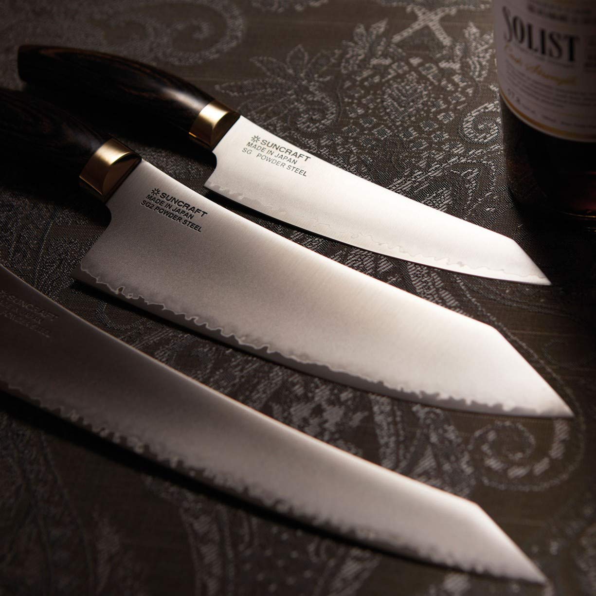 Elegancia SUNCRAFT Cuchillo universal & 3 capas SG2 acero inoxidable & biselado doble & longitud hoja 150 mm