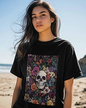 トップス 20AW SKULL FLOWER long shirt Flower Skull Long Sleeve T-Shirt Sugar Skull Calavera Dia de