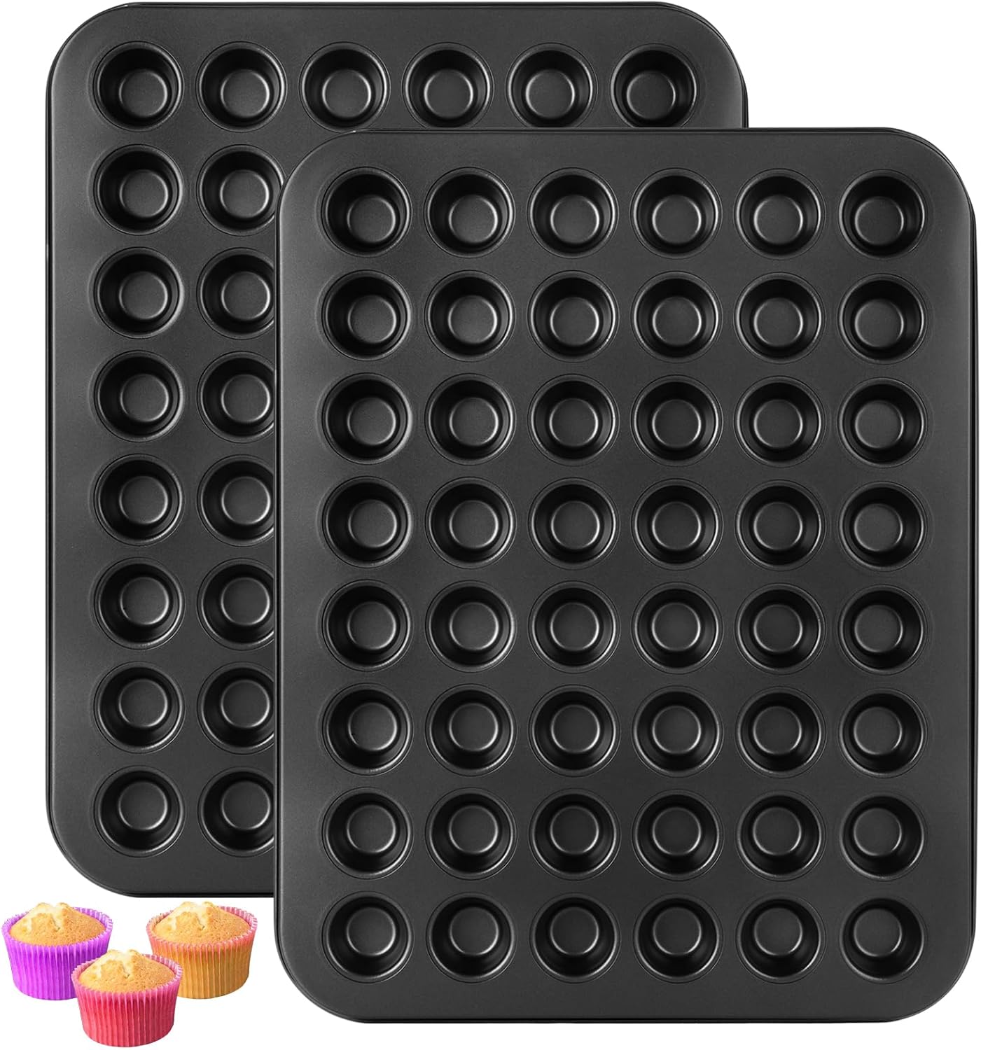 2 Pack Mini Muffin Pan 48 Cup, Mini Cupcake Pans for Baking, Nonstick Small Muffin Tin, Small Cupcake Pan, Dishwasher Oven Safe – Black 2 Pack Mini Muffin Pan 48 Cup, Mini Cupcake Pans for Baking, Nonstick Small Muffin Tin, Small Cupcake Pan, Dishwasher Oven Safe – Black