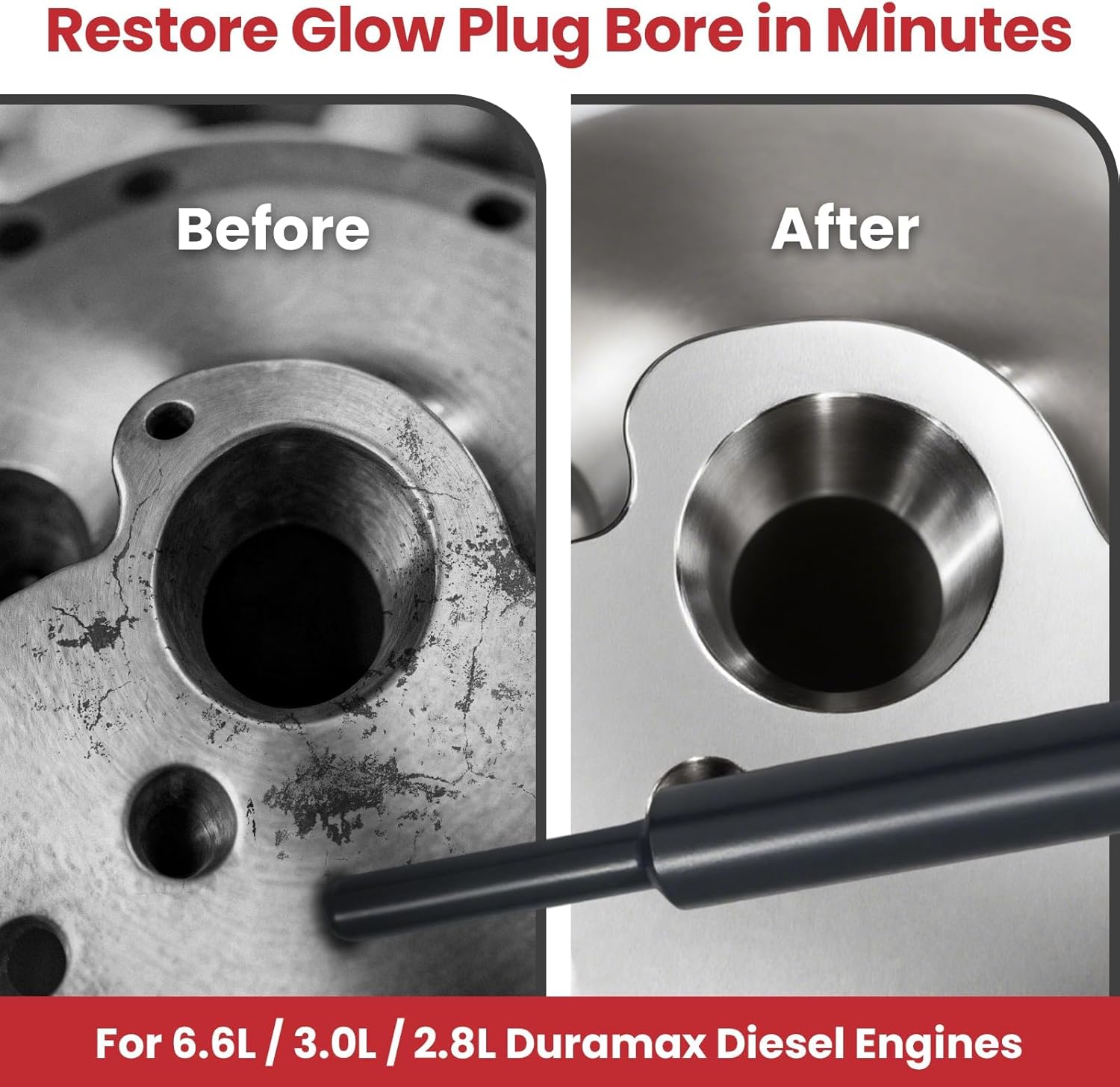 Compatible with Duramax Glow Plug Reaming Tool 6.6L 3.0L 2.8L–GM-52074 EN-52074 OTC-7223 – Heavy-Duty Alloy Steel Glow Plug Reamer,Fits All Duramax Diesel Engines