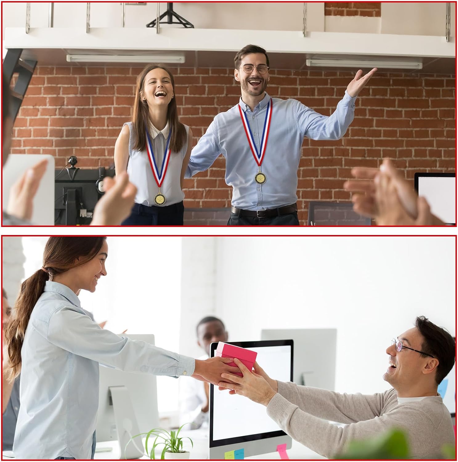 50 Pcs Employee of the Month Medal with Neck Ribbon Employee Enamel Star Recognition Gold You Make a Difference Gifts Appreciation Award Medals for Colleague Coworker Team Retirement Reward