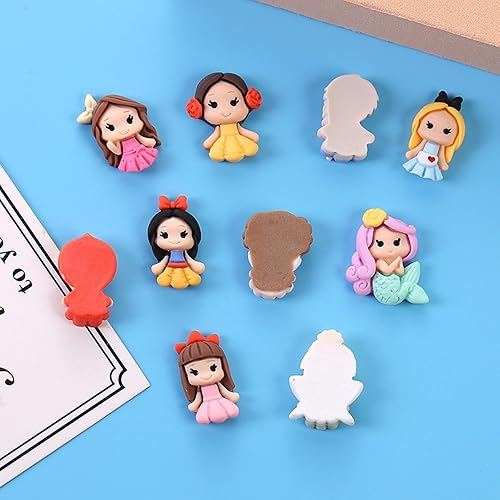 Miniatura 4 de HUAMIAODI Juego de 20 dijes de resina Kawaii de dibujos animados de princesa, juego surtido de cuentas de slime con parte trasera plana para adornos