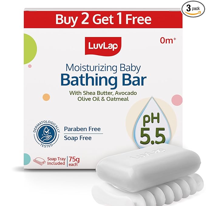 LuvLap Moisturizing Baby Bathing Bar, Pack of 3