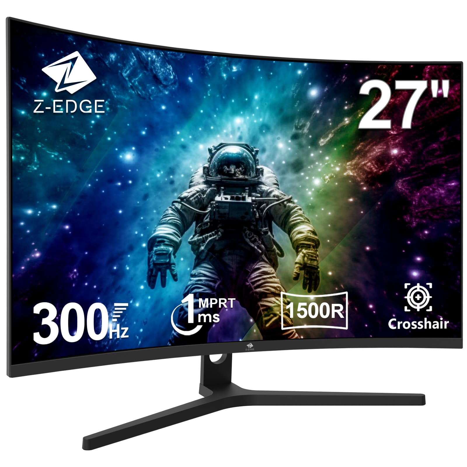 Z-Edge zakrzywiony monitor do gier 27 cali 300 Hz (DP1.4 x 2), 1 ms MPRT, FreeSync, FHD, gra 240 Hz (HDMI2.0 x 2), LED 16:9, regulowane nachylenie, HDR, 3000:1, VA, VESA 100 x 100 mm