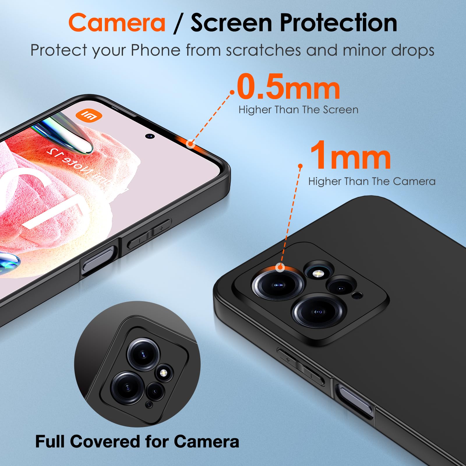 iVoler Cover per Xiaomi Redmi 12 4G / 5G, Custodia Trasparente per