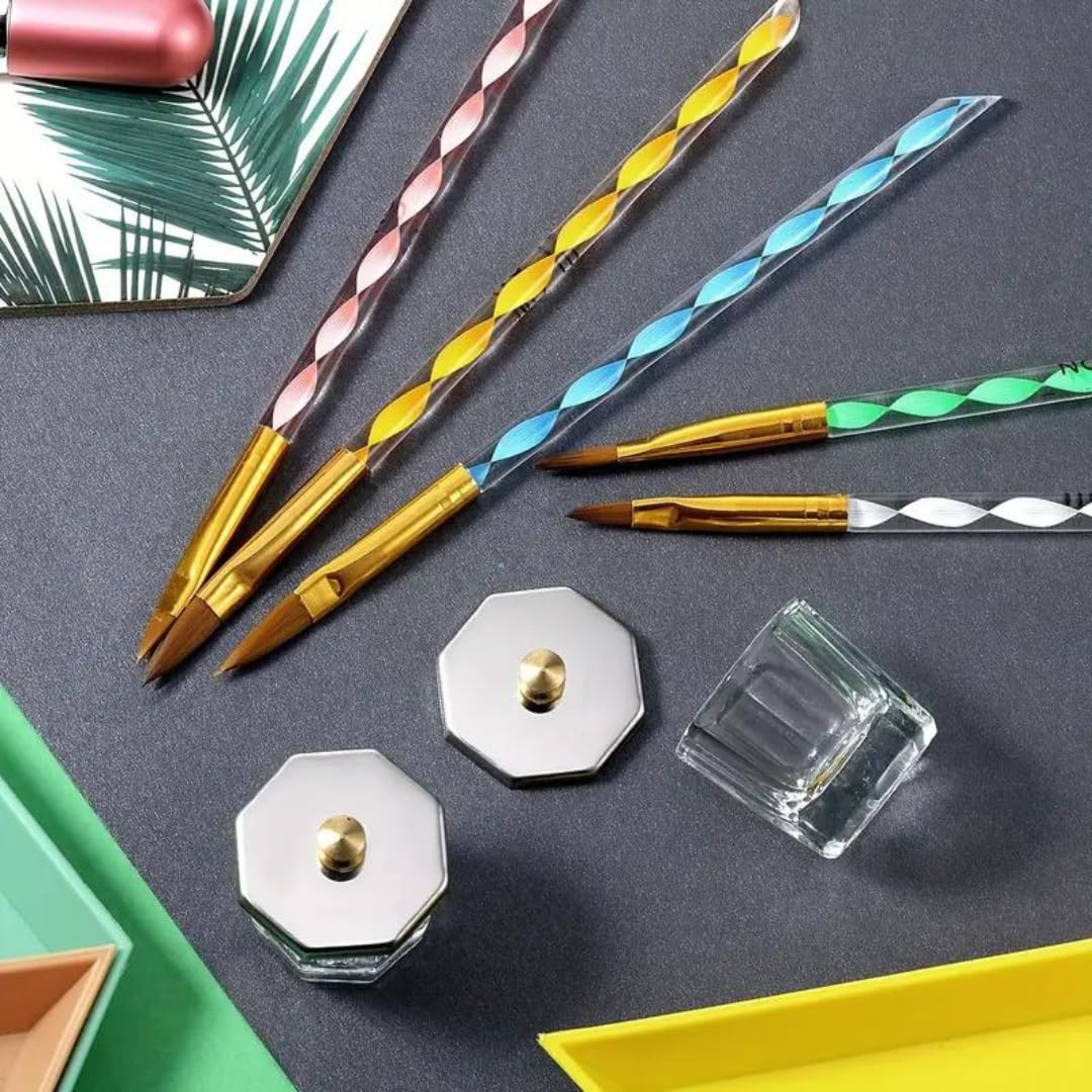 Nail Art 5 PCs Acrylic Brush Pens By Royalkart With 5 Pcs Nail Art Dotting Marbleizing Tool Pen for Professional Nail Salon, Nail artists. 4