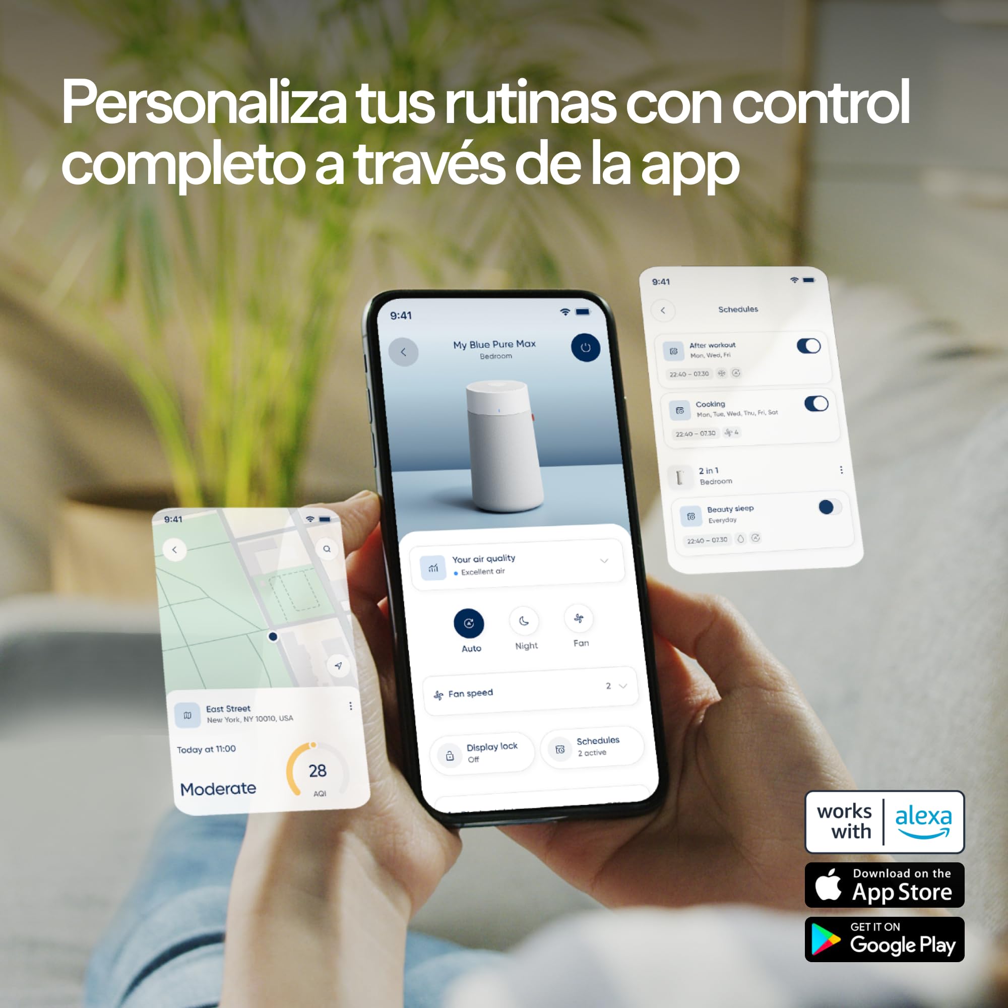 BLUEAIR Purificador de aire 43 m², inteligente y silencioso, HEPASilent, ideal para hogar, dormitorio, niños, polvo, alérgenos, humo, moho, pelo de mascotas - Blue Pure 511i Max