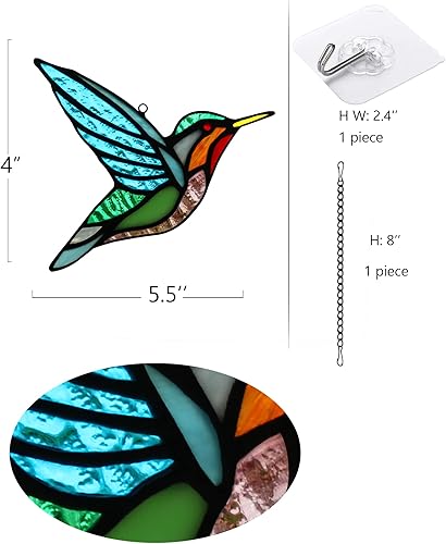 Miniatura 5 de Colgantes de ventana de pájaros de vidrieras, decoraciones de colibrí de vidrieras, atrapasoles de pájaros para decoración de ventanas, regalos