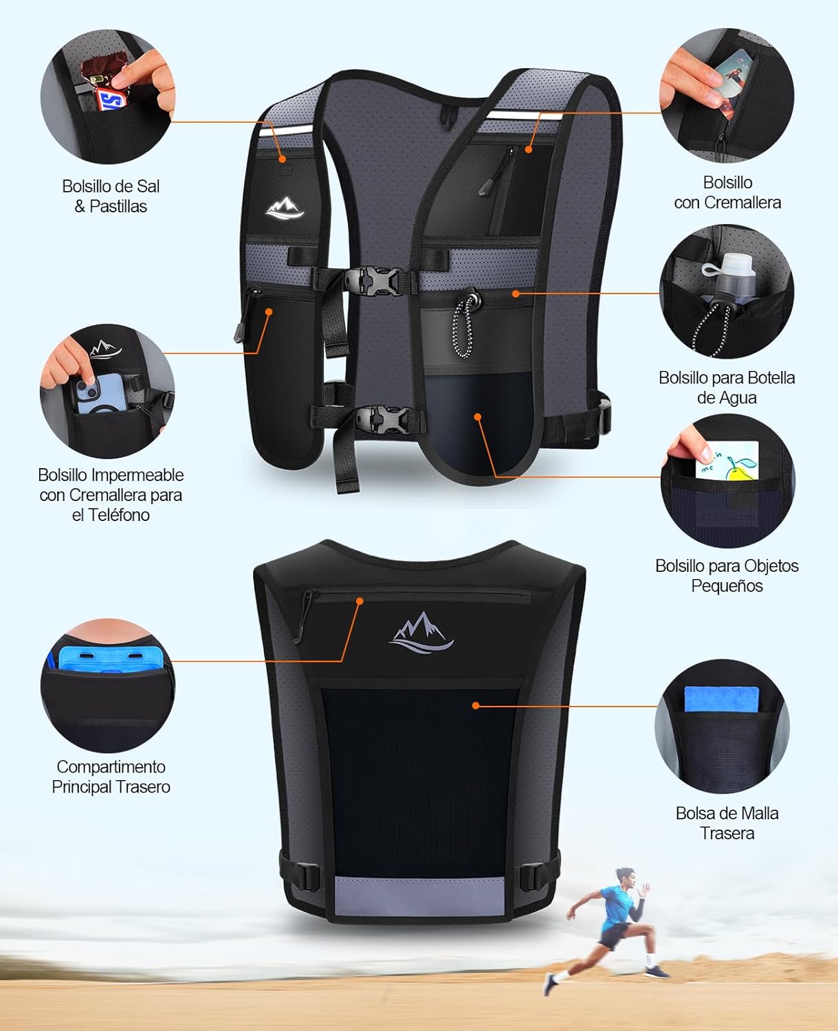 Chaleco de running con 7 bolsillos por 19,79€ usando el #código: KEUHAXOC