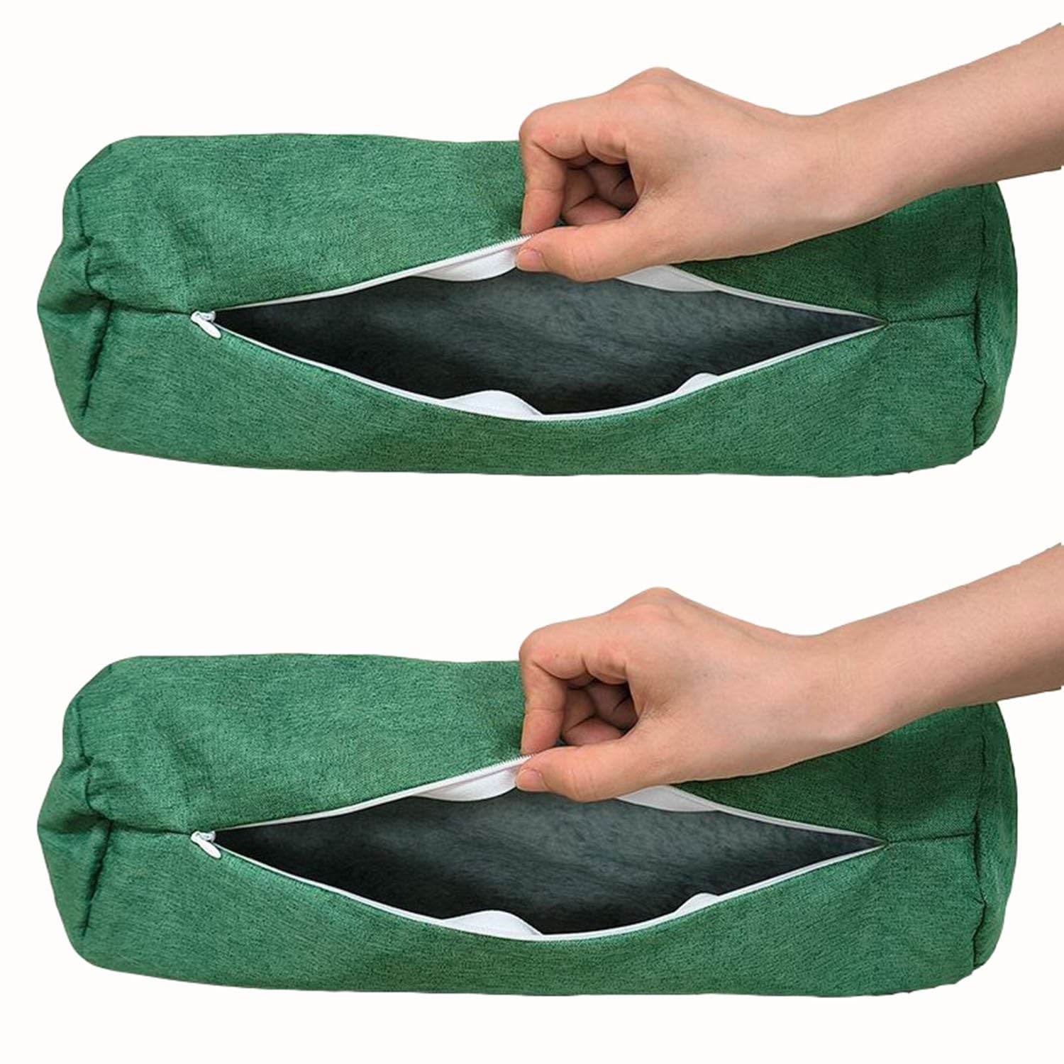 Uicmnsi #8 Set Of 2 Cervical Neck Roll Pillow Covers With Zipper - Soft Round Bolster Pillowcases For Cylindrical Cushions (Pillow Cases Only)(,15X40cm/6X16in)