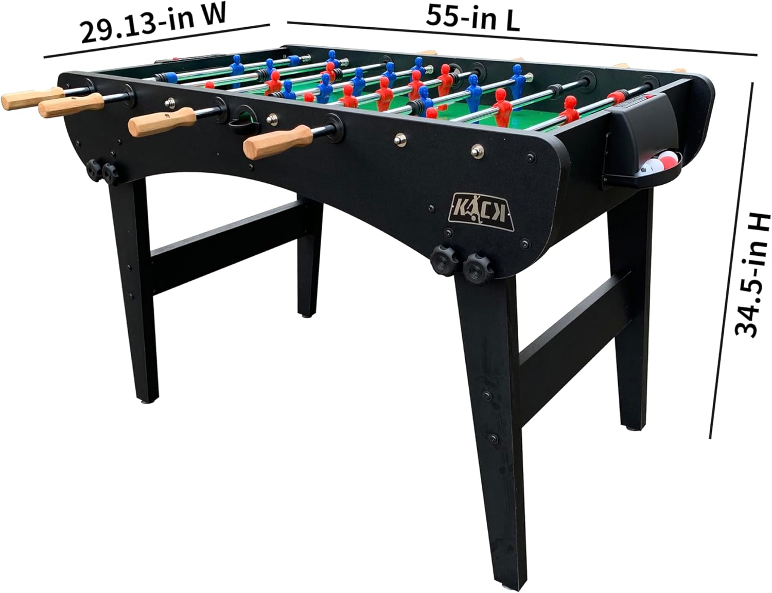 KICK Phoenix 55" Folding Foosball Table – Full-Size Indoor Foosball Table for Adults – 6 Foosballs, Telescopic Rods, No-Slip Wooden and Black ABS Handles, Scratch-Proof Finish