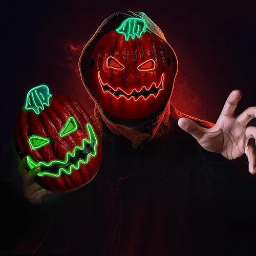 Miniatura 5 de Liliful 2 máscaras de calabaza de Halloween, máscara de miedo para Halloween, festival, cosplay, fiesta, decoración, disfraz