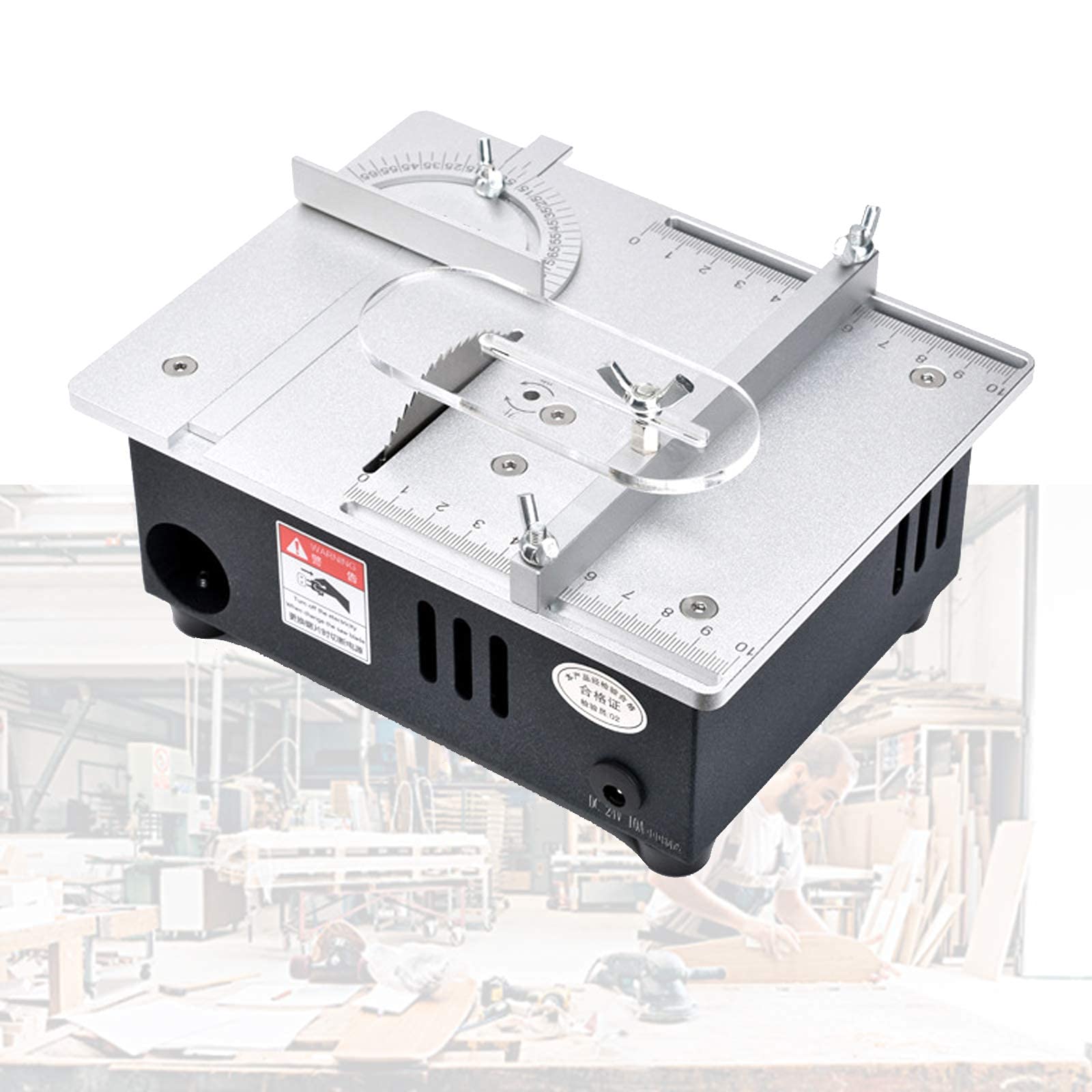 LIXFDJ DIY Model Making Table Saw,Portable Small Electric Saw,7-Speed Adjustment,With 3 Saw Blade for PCB Small Wooden Stick, Acrylic, Aluminum Alloy Cutting*Product No.:WW-7