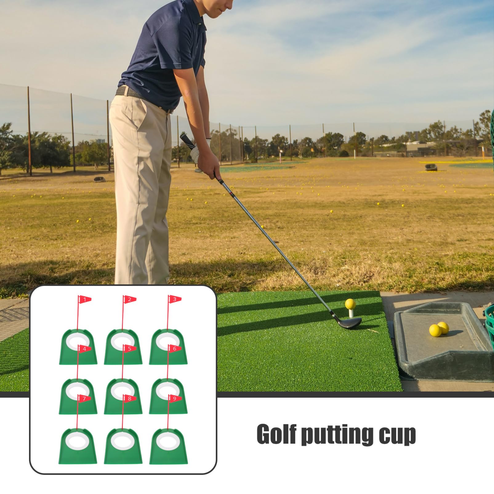 Taza de Práctica de Putting de Golf Desmontable 9 Piezas Abs Rojo