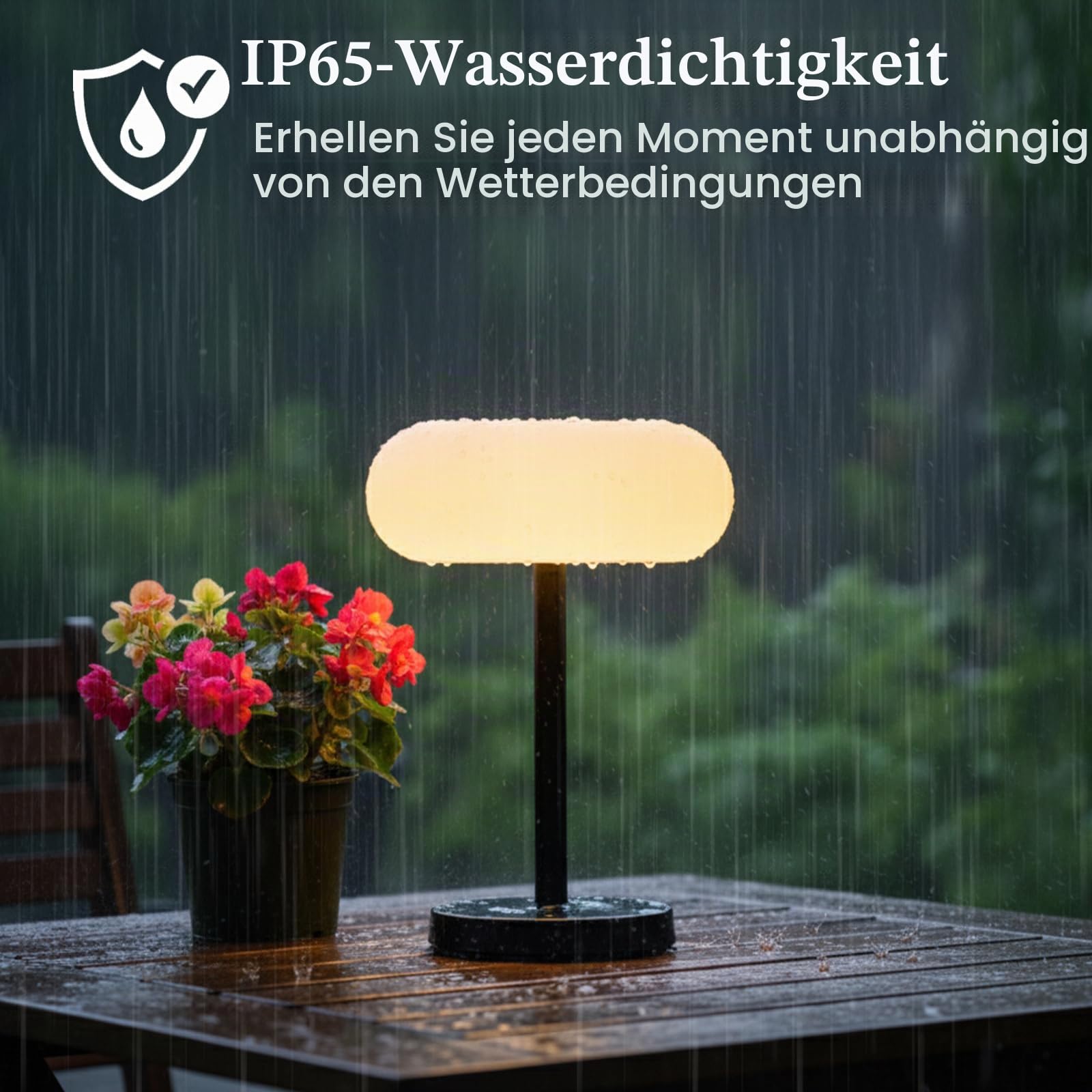 Rosnek 2er Solar LED Tischlampe Kabellos, 4000mAh Tischlampe Akku mit IP65 Wasserdicht & Timer, Intelligente Sensorik mit Fernbedienung, 3 Farbmodi & Stufenlos Dimmbar Tischleuchte für Garten