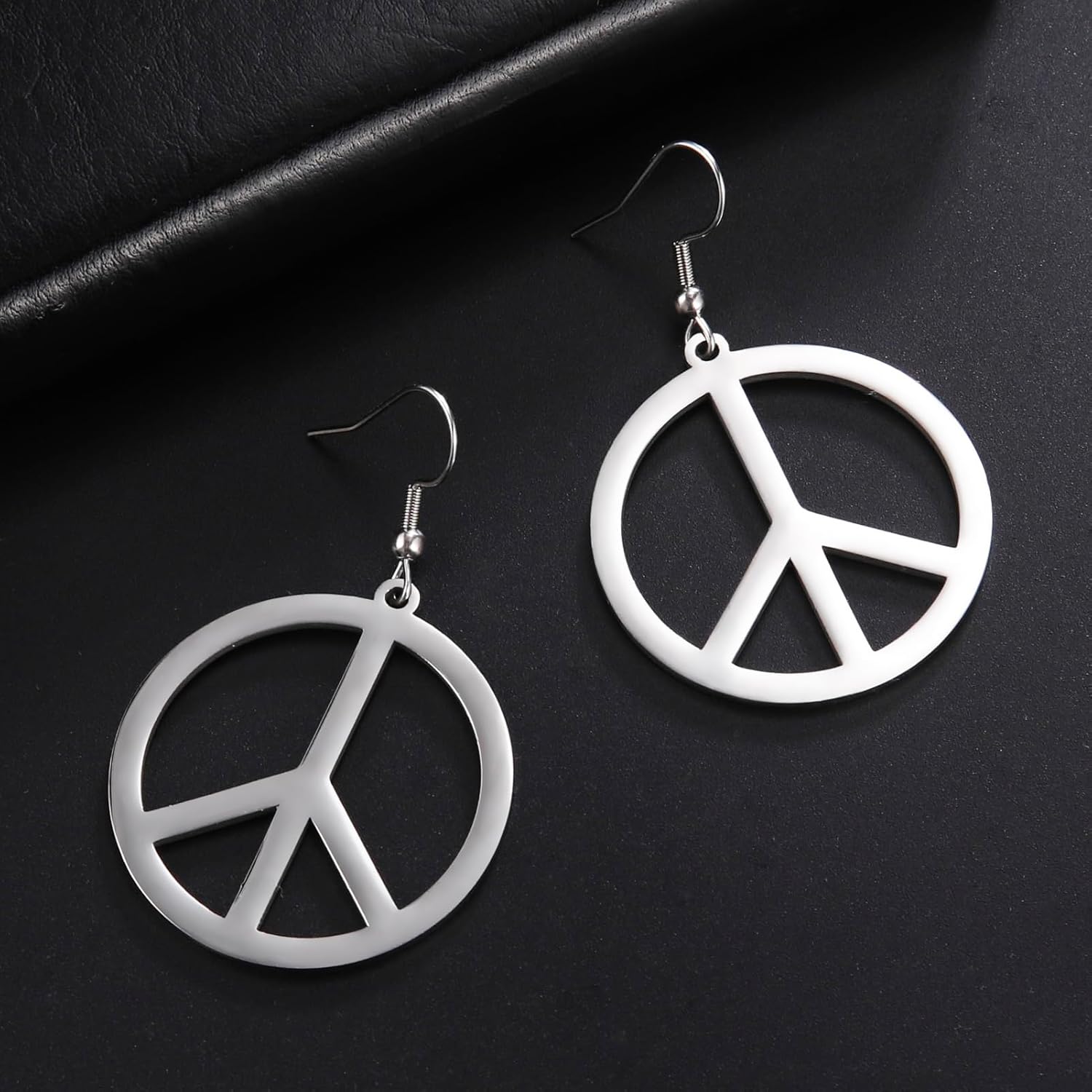 TEAMER Peace Sign Symbol Earrings Stainless Steel Geometric Peace Symbol Dangle Earrings Hippie Jewelry For Women - Image 5