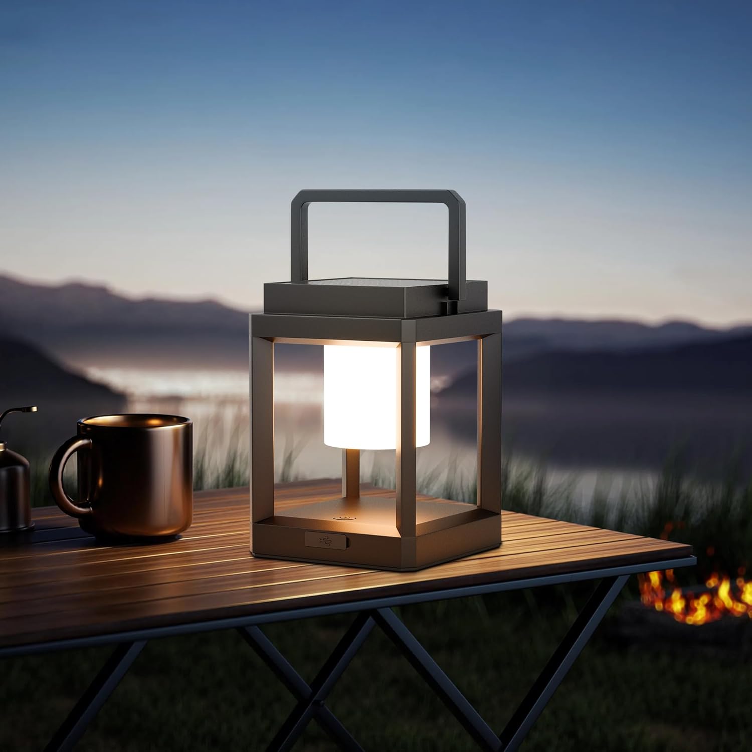 Outdoor Table Lamp, 3-Level Brightness LED Solar Table Lamp, Solar Lanterns Outdoor Waterproof Hanging for Patio Walking Reading Camping