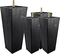 Vista 1 de Patas de plástico para muebles de 6 pulgadas / 5.9 in, paquete de 4 patas de repuesto de grano de madera de pirámide de plástico moderno de mediados
