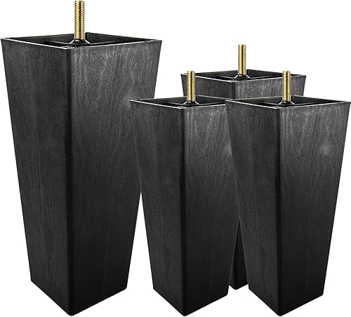 Patas de plástico para muebles de 6 pulgadas  5.9 in, paquete de 4 patas de repuesto de grano de madera de pirámide de plástico moderno de mediados
