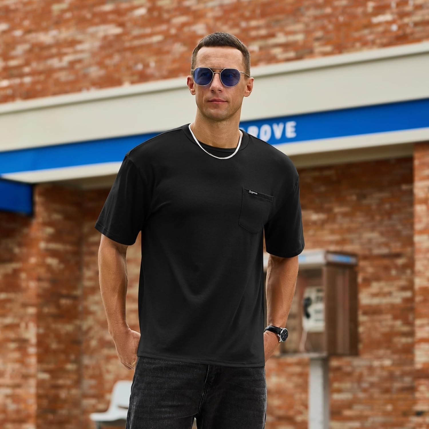 Opomelo Men's Oversized T-Shirts Fashion Casual Short Sleeve Tshirt Workout Oversize Pullover Solid Pocket Tee - Image 3