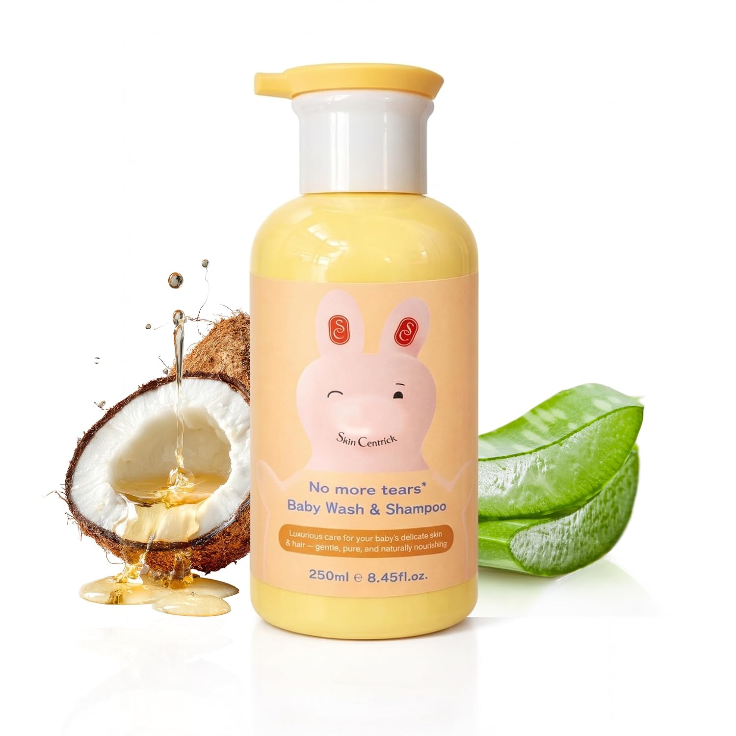 No More Tears Baby Wash & Shampoo, Tear-Free Formula with Aloe Vera and Coconut Oil, Ultra-Gentle Daily Cleanse, 250ml, 8.45 fl oz