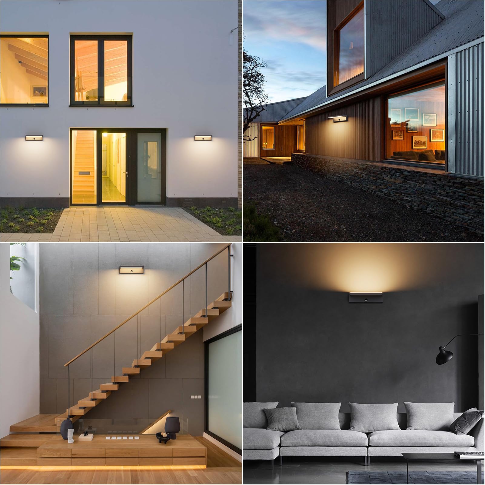 Klighten 24W LED Applique Esterno/Interno con Sensore di Movimento, Lampade da Parete Orientabile IP65 Applique da Parete in Alluminio per Ingresso Terrazza, 3480LM, Bianco Caldo 3000K, Antracite