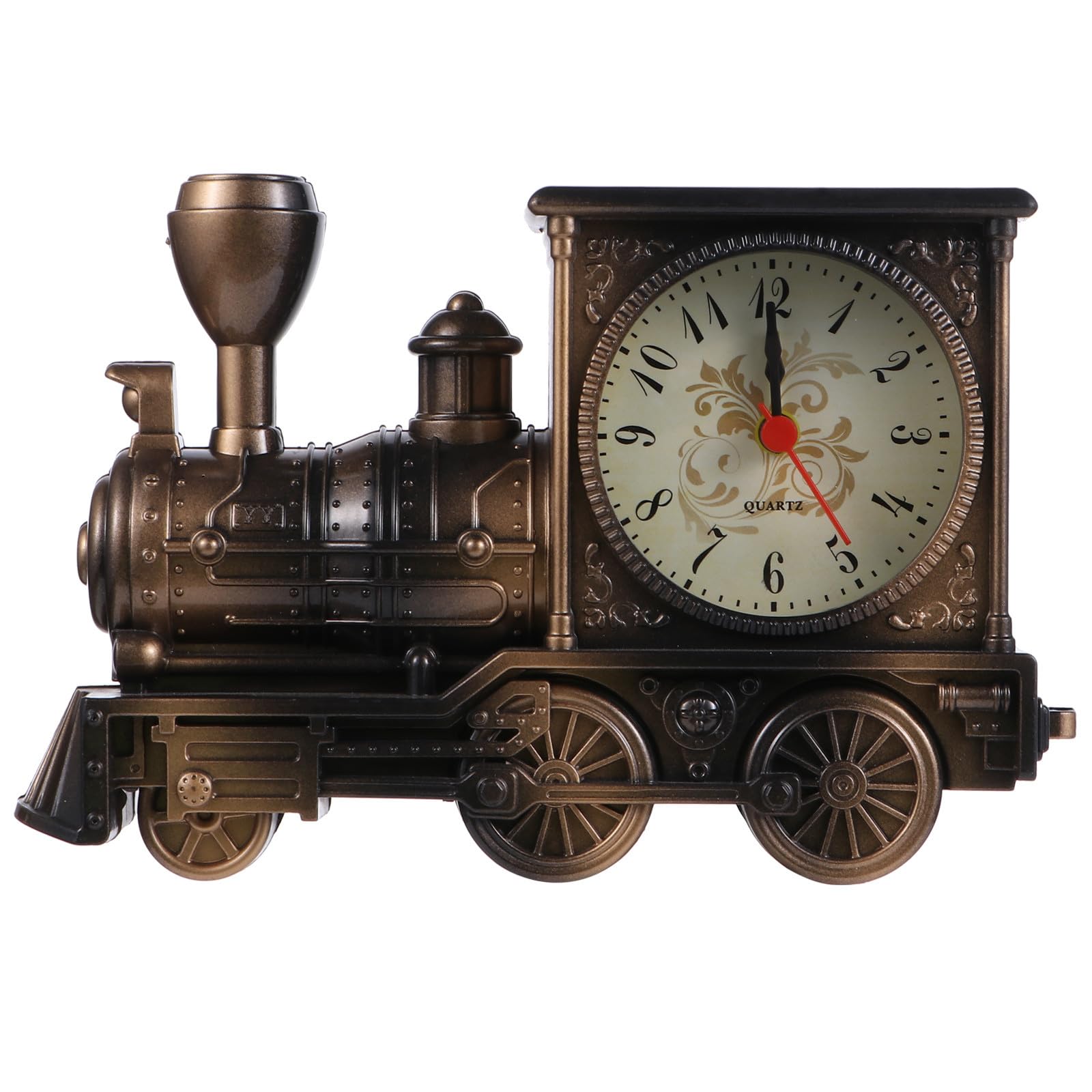 Reloj de tren dorado analógico con alarma sonora fuerte y estructura de plástico resistente
