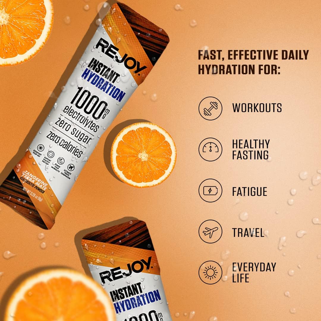 REJOY Sugar Free Electrolytes Powder Packets - Keto Paleo Hydration Supplement Drink Mix, Organic Ingredients