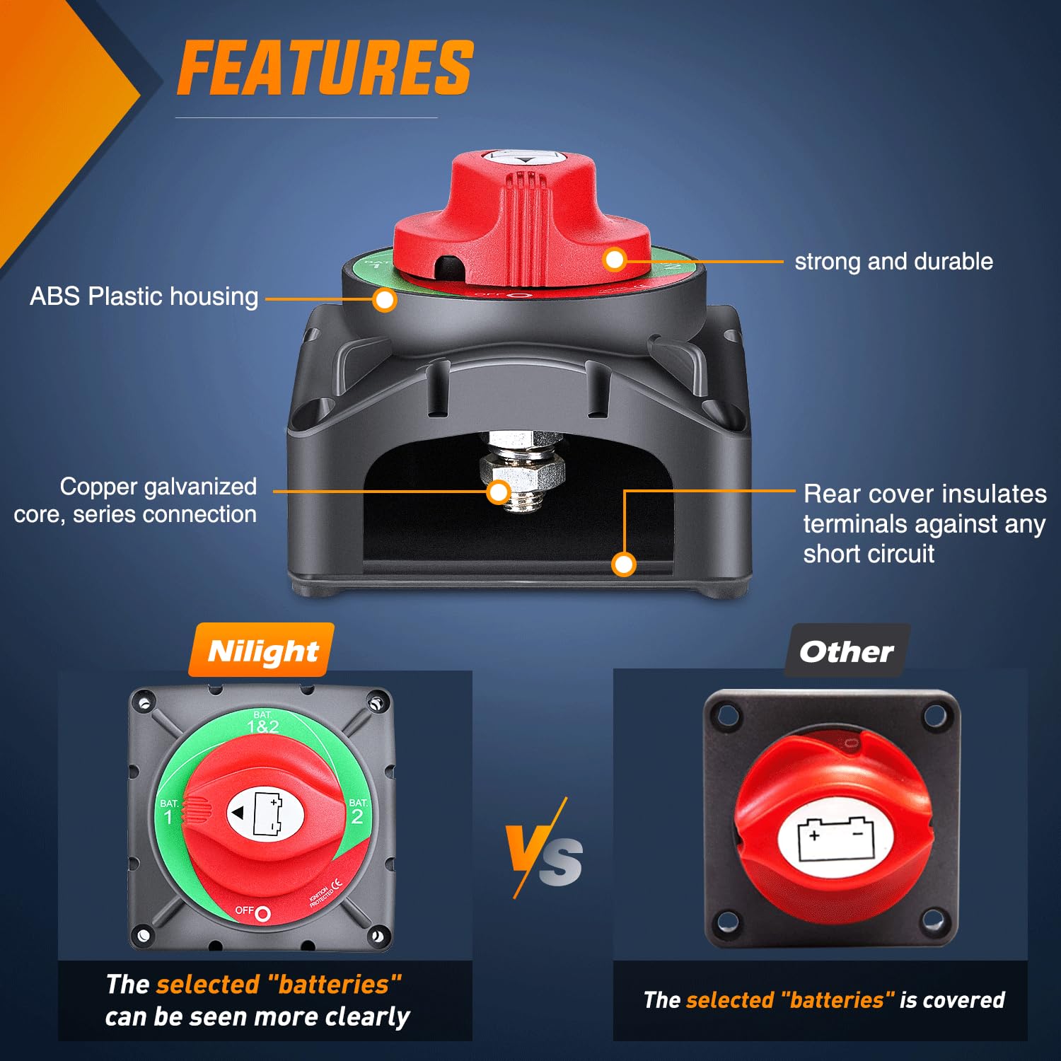 Battery Disconnect Switch Master, 12V-48V Waterproof Power Isolator On Off Kill Switch 275amps High Current For Car Rv Marine Boat Truck Atv Vehicles I.1016655955 - View #12
