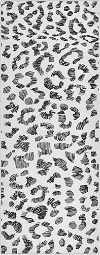 susiyo Toalla de yoga con textura de piel de leopardo blanco y negro con bolsa de malla de almacenamiento, suave, absorbente, antideslizante, para