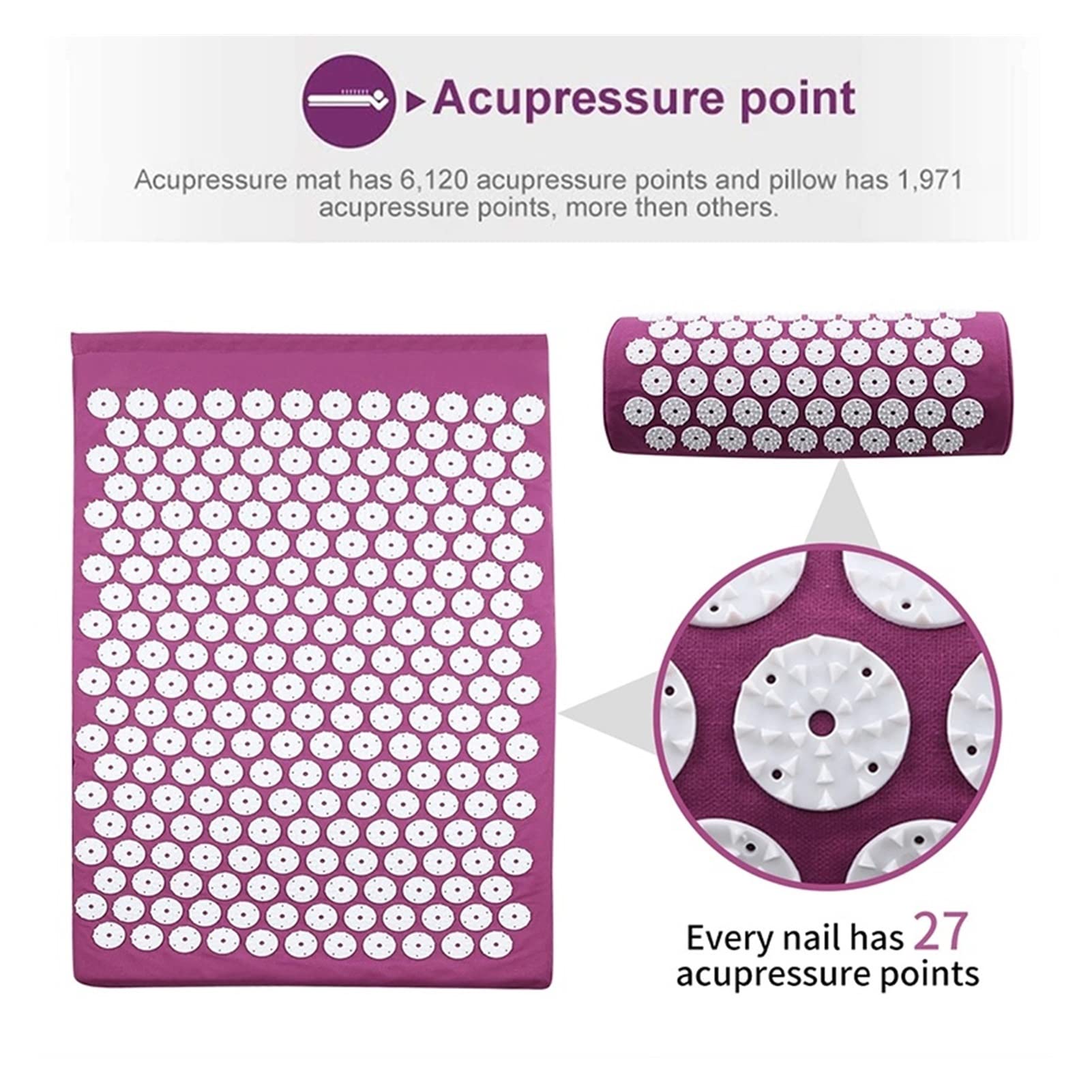 Cojín De Masaje Masaje de la Estera de acupresión Alivia el estrés Barrio Cuerpo Dolor Spike Cushion Yoga Acupuntura Mat Cojín De Masajes(Dark Green Pillow)