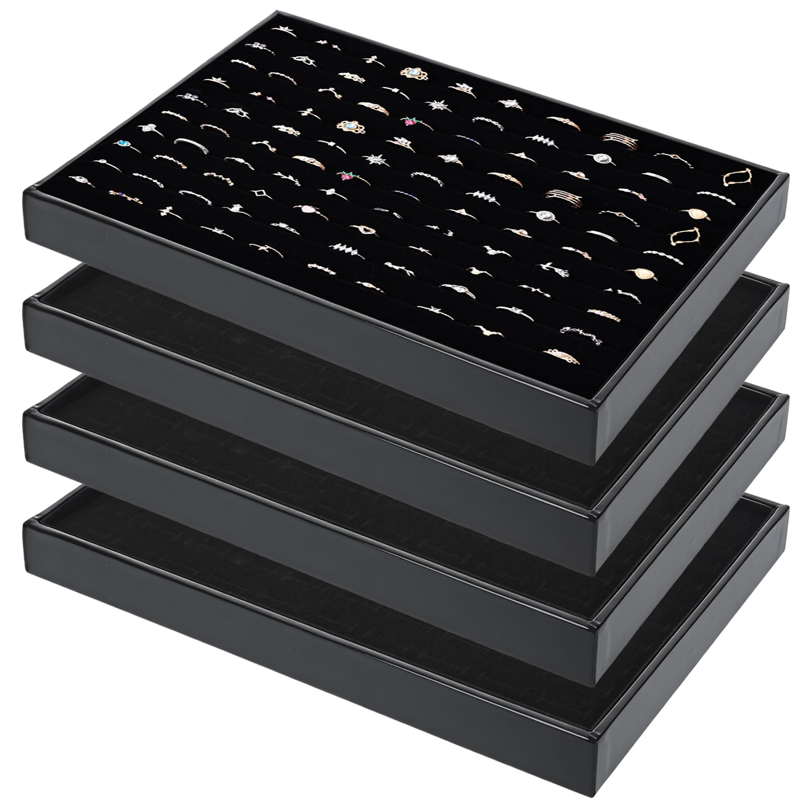 Photo 1 of FUPMILPHRANX Velvet Ring Display Tray - 100 Slots - Black